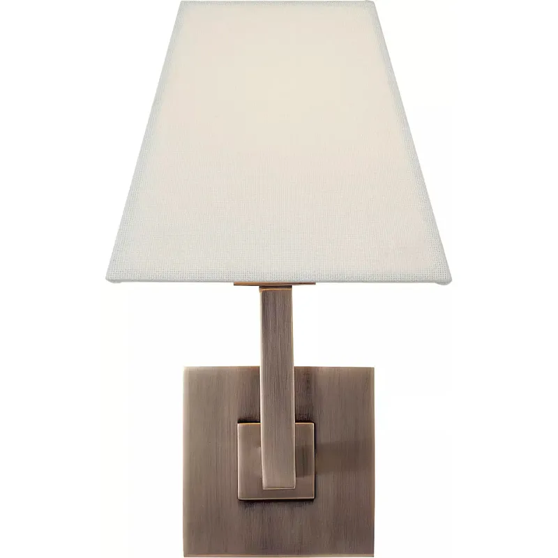 Architectural Wall 1 Light 7 inch Brushed Steel Wall Sconce Wall Light in Square Linen
