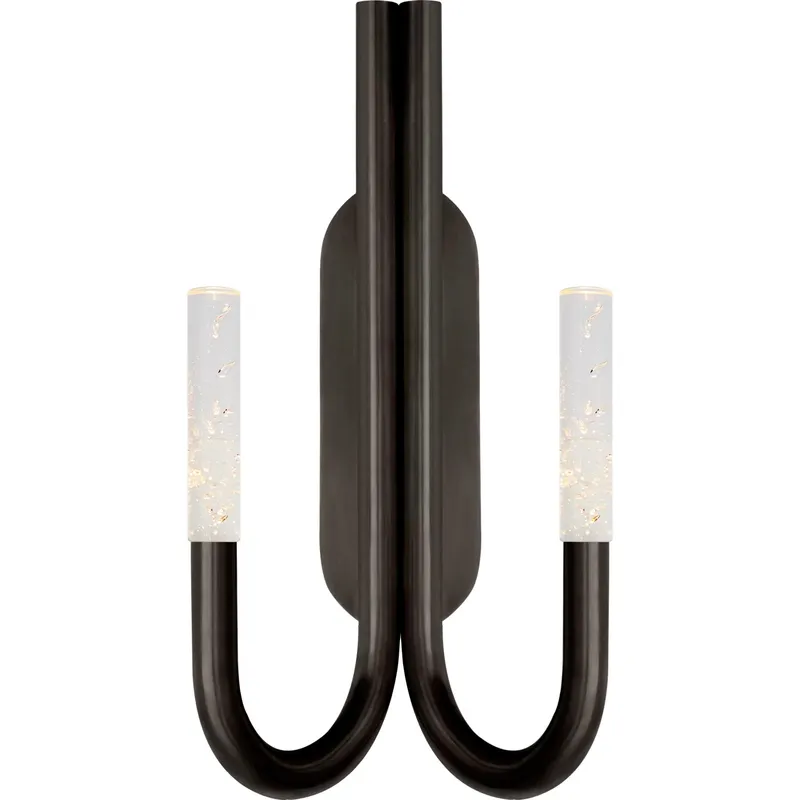 Kelly Wearstler Rousseau LED 10 inch Bronze Double Wall Sconce Wall Light in Seeded Glass