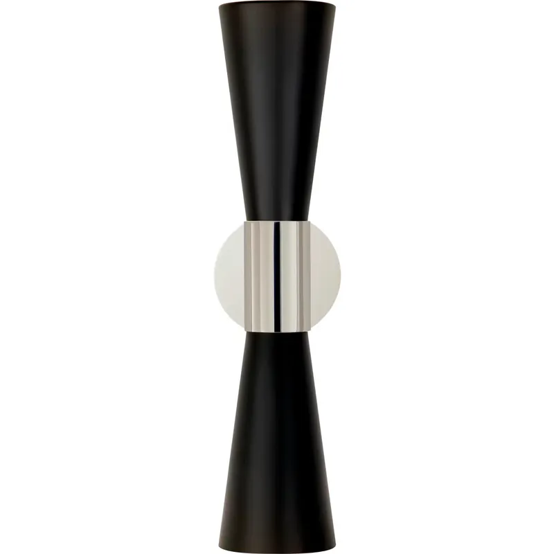 AERIN Clarkson 2 Light 4.5 inch Polished Nickel Narrow Sconce Wall Light in Black, Polished Nickel and Black, Medium