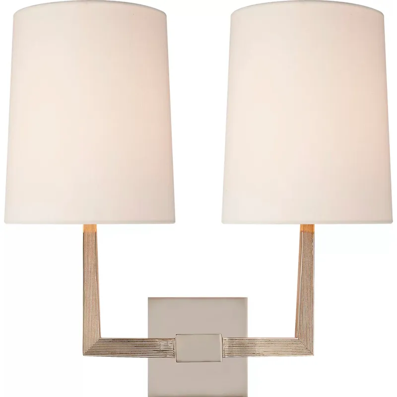 Barbara Barry Ojai 2 Light 16.5 inch Polished Nickel Double Sconce Wall Light, Large