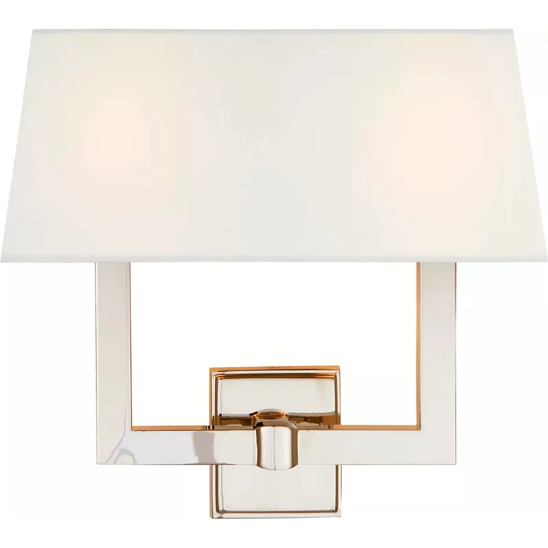 Chapman & Myers Square Tube 2 Light 15.5 inch Polished Nickel Double Sconce Wall Light in Linen 2