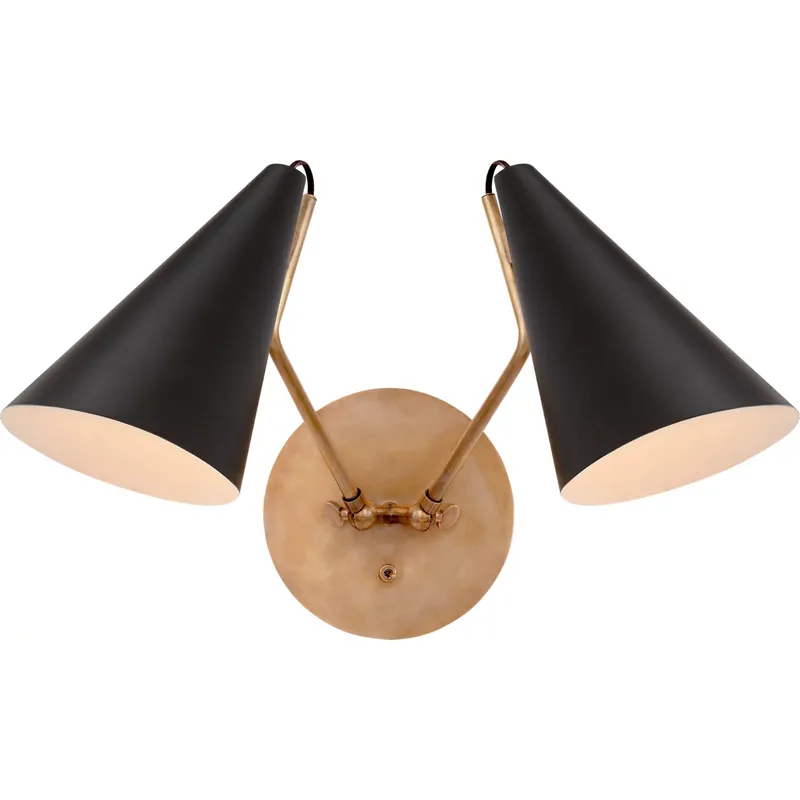 AERIN Clemente 2 Light 16.75 inch Hand-Rubbed Antique Brass Double Sconce Wall Light in Black