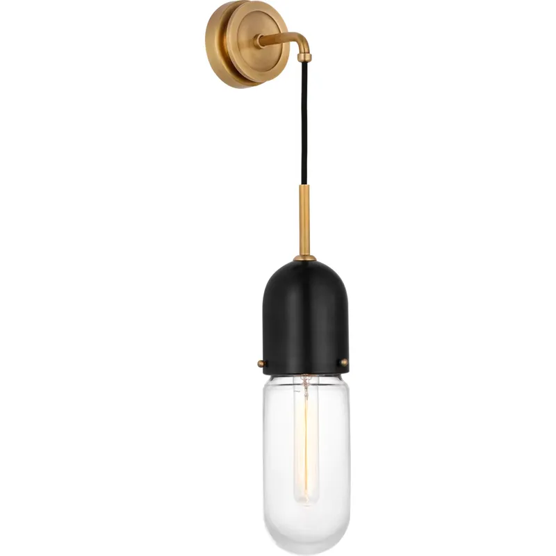 Thomas O'Brien Junio LED 4.25 inch Bronze and Brass Wall Light in Clear Glass, Bronze and Hand-Rubbed Antique Brass