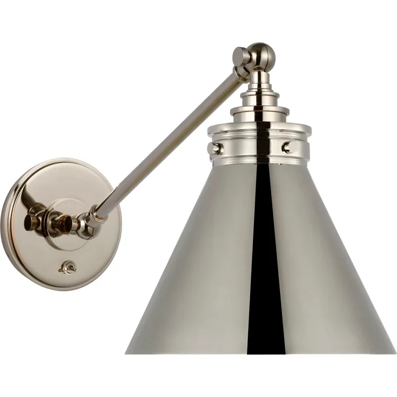 Chapman & Myers Parkington LED 8.5 inch Polished Nickel Single Library Wall Light
