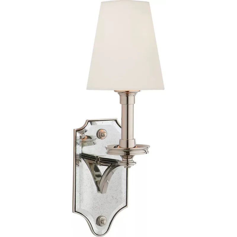 Thomas O'Brien Verona 1 Light 5.5 inch Polished Nickel Mirrored Sconce Wall Light in Linen
