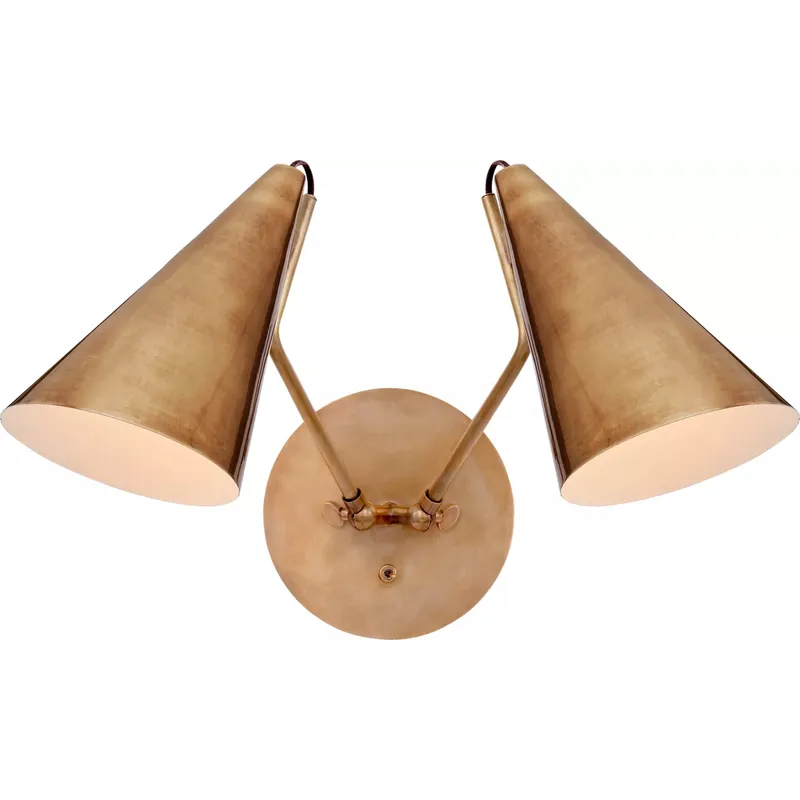 AERIN Clemente 2 Light 16.75 inch Hand-Rubbed Antique Brass Double Sconce Wall Light