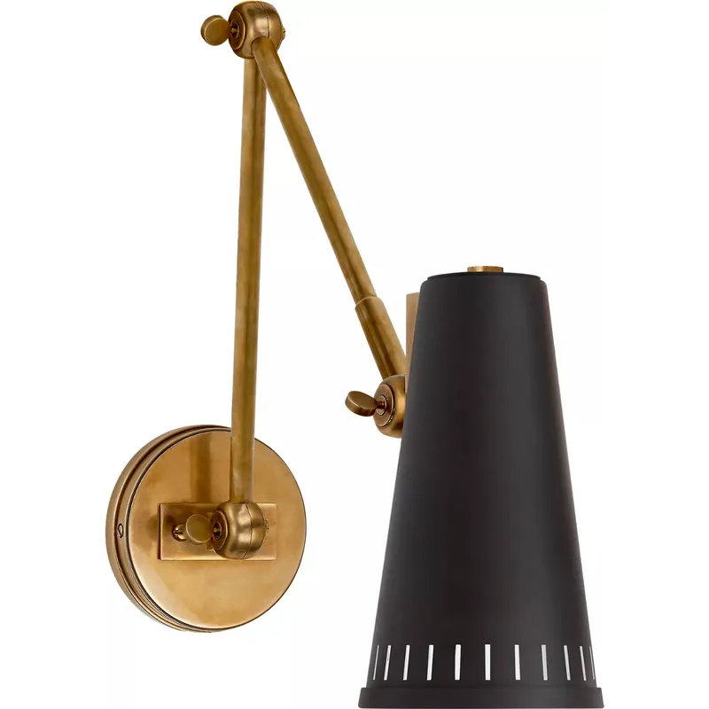 Thomas O'Brien Antonio 1 Light 4.5 inch Hand-Rubbed Antique Brass Adjustable One Arm Wall Lamp Wall Light in Black