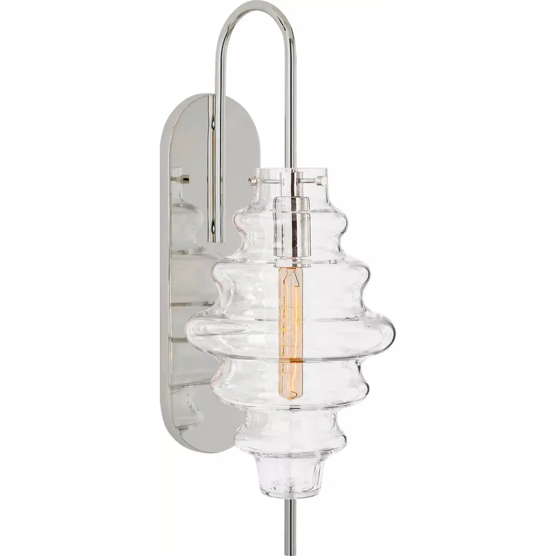 Kelly Wearstler Tableau 1 Light 6.75 inch Polished Nickel Sconce Wall Light in Clear Glass, Large