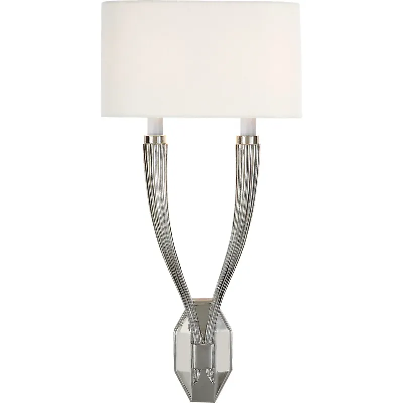 Chapman & Myers Ruhlmann 2 Light 10.75 inch Polished Nickel Double Sconce Wall Light in Linen