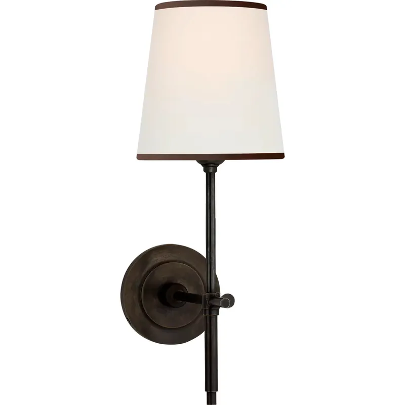 Thomas O'Brien Bryant 1 Light 5.5 inch Bronze Sconce Wall Light in Linen with Black Trim