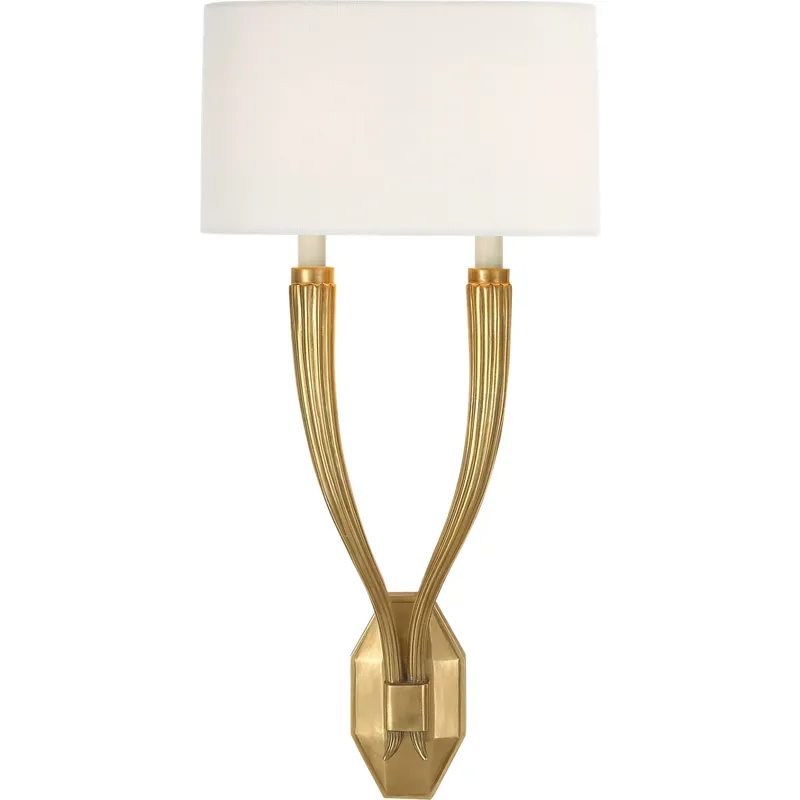 Chapman & Myers Ruhlmann 2 Light 10.75 inch Antique-Burnished Brass Double Sconce Wall Light in Linen