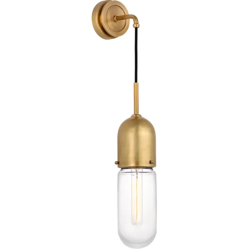 Thomas O'Brien Junio LED 4.25 inch Hand-Rubbed Antique Brass Wall Light in Clear Glass