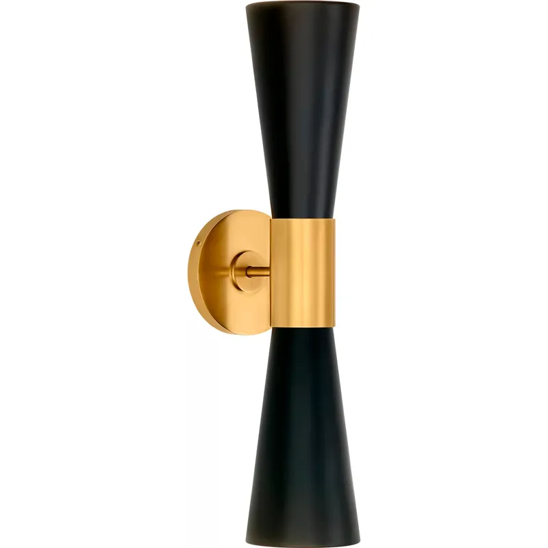 AERIN Clarkson 2 Light 4.5 inch Hand-Rubbed Antique Brass Narrow Sconce Wall Light in Black, Hand-Rubbed Antique Brass and Black, Medium