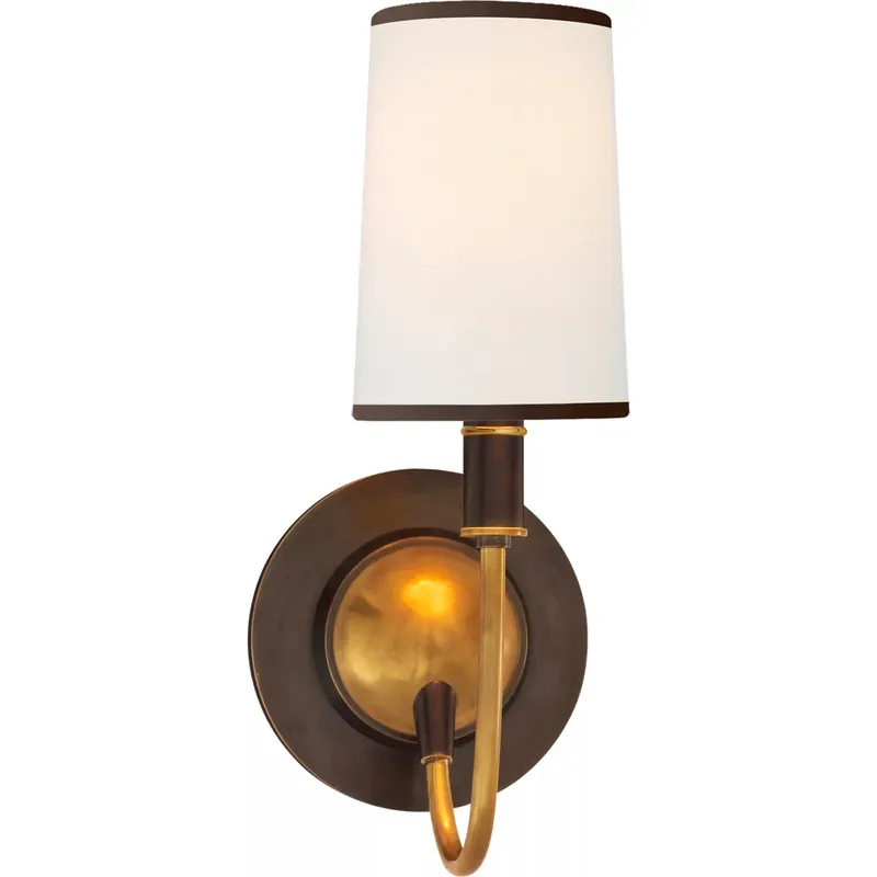 Thomas O'Brien Elkins 1 Light 6 inch Bronze with Antique Brass Sconce Wall Light in Bronze and Hand-Rubbed Antique Brass, Linen with Black Trim