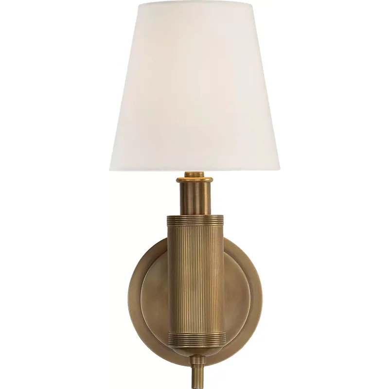 Thomas O'Brien Longacre 1 Light 6 inch Hand-Rubbed Antique Brass Sconce Wall Light in Linen