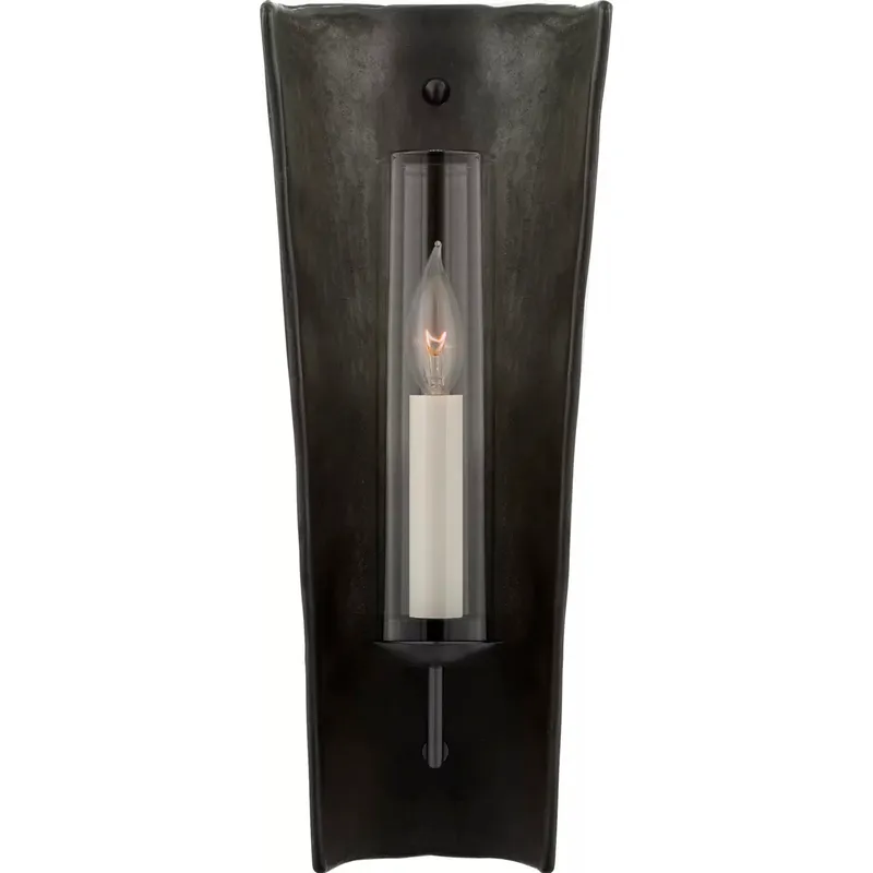 Chapman & Myers Downey 1 Light 7.25 inch Stained Black Metallic and Aged Iron Reflector Sconce Wall Light in Stained Black Metallic Porcelain, Medium