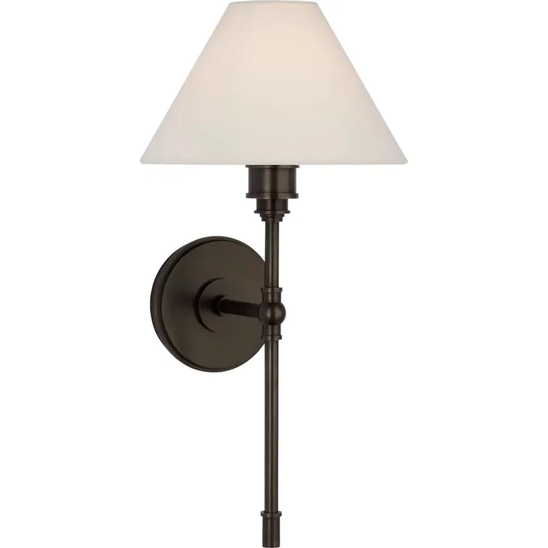 Chapman & Myers Parkington LED 9 inch Bronze Tail Sconce Wall Light in Linen, Large