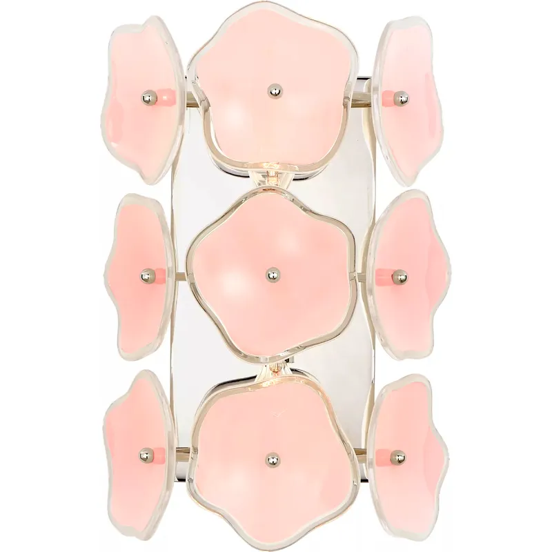 kate spade new york Leighton 2 Light 7.75 inch Polished Nickel Sconce Wall Light in Blush Tinted Glass, Small