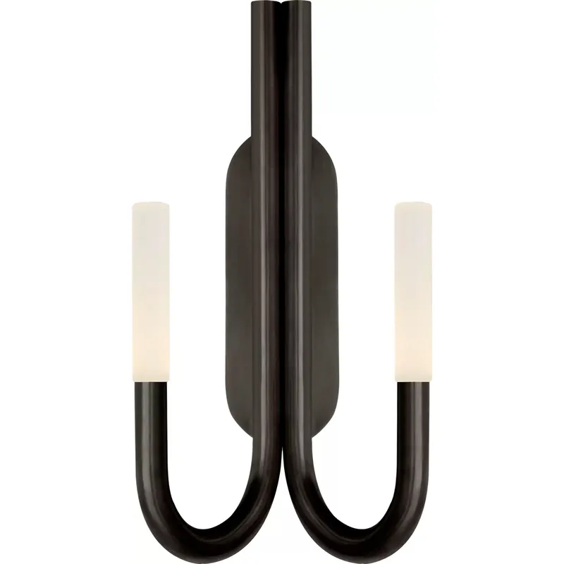 Kelly Wearstler Rousseau LED 10 inch Bronze Double Wall Sconce Wall Light in Etched Crystal