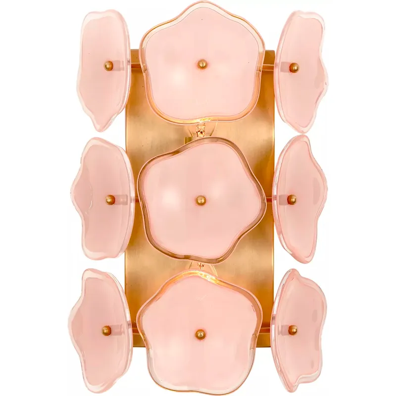 kate spade new york Leighton 2 Light 7.75 inch Soft Brass Sconce Wall Light in Blush Tinted Glass, Small