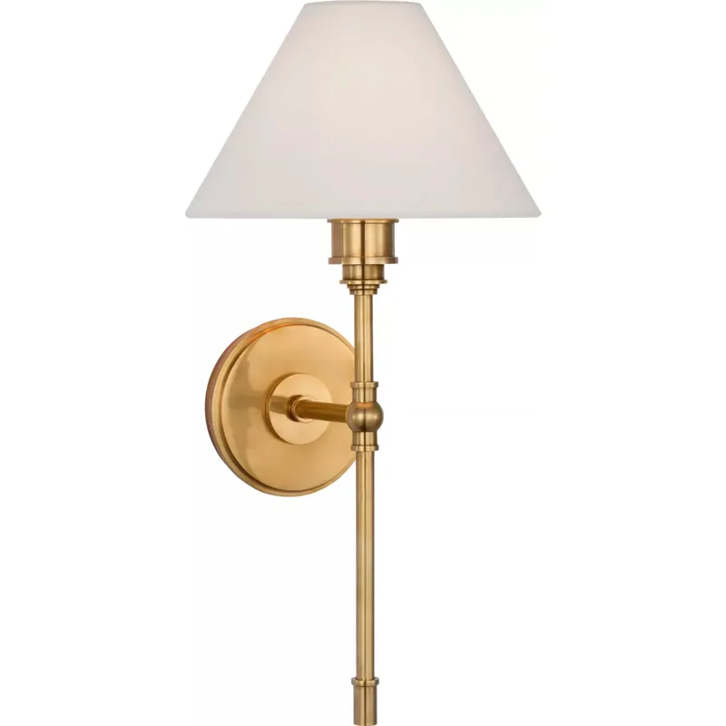 Chapman & Myers Parkington LED 9 inch Antique-Burnished Brass Tail Sconce Wall Light in Linen, Large