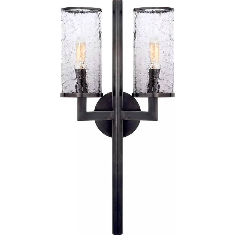 Kelly Wearstler Liaison 2 Light 9.5 inch Bronze Double Sconce Wall Light in Crackle Glass