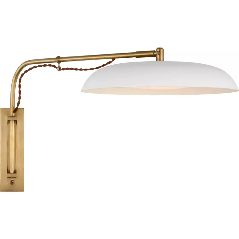 Amber Lewis Cyrus LED 14 inch Hand-Rubbed Antique Brass and White Articulating Wall Light, Medium