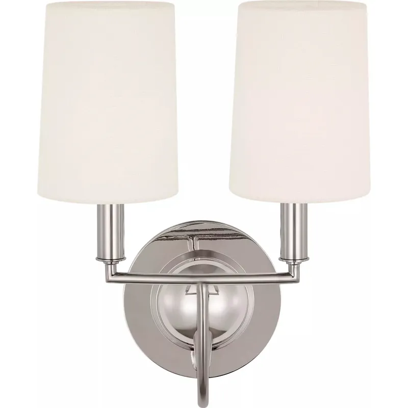 Thomas O'Brien Elkins 2 Light 10 inch Polished Nickel Double Sconce Wall Light in Linen