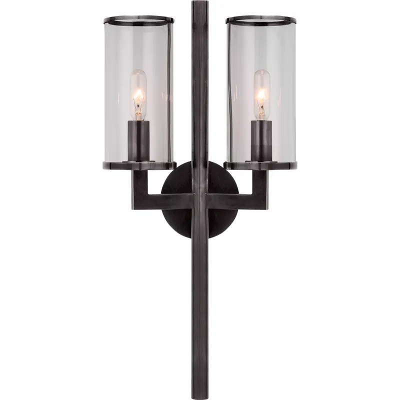 Kelly Wearstler Liaison 2 Light 9.5 inch Bronze Double Sconce Wall Light in Clear Glass
