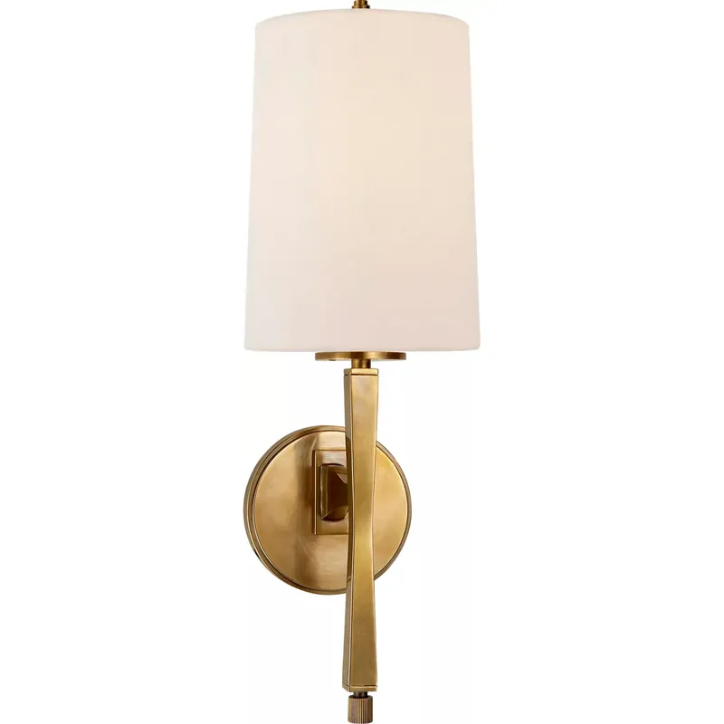 Thomas O'Brien Edie 1 Light 5.5 inch Hand-Rubbed Antique Brass Sconce Wall Light in Linen