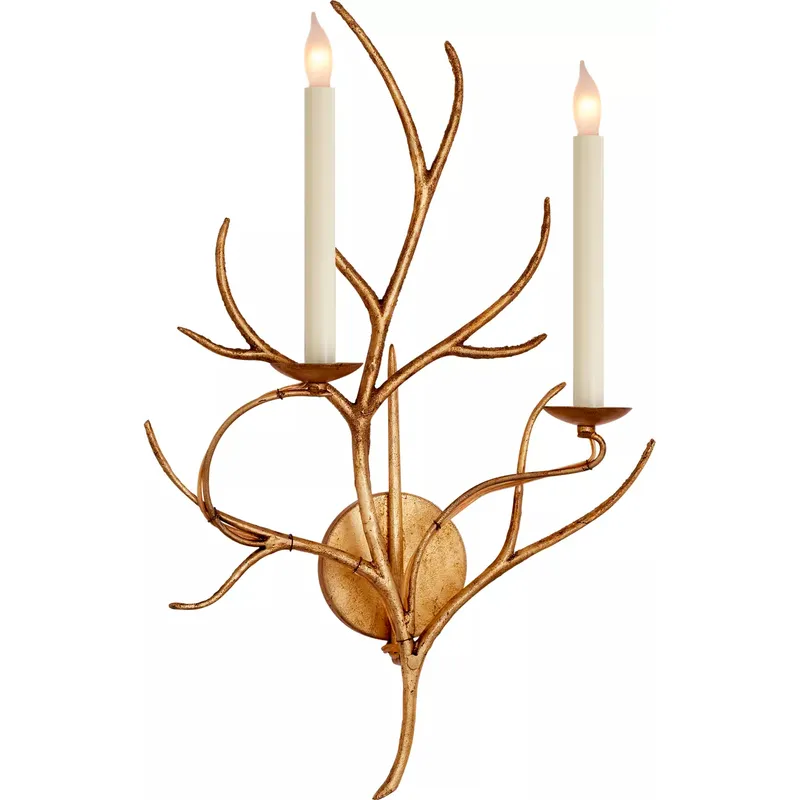 Chapman & Myers Branch 2 Light 15 inch Gilded Iron Sconce Wall Light