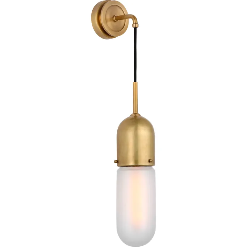 Thomas O'Brien Junio LED 4.25 inch Hand-Rubbed Antique Brass Wall Light in Frosted Glass