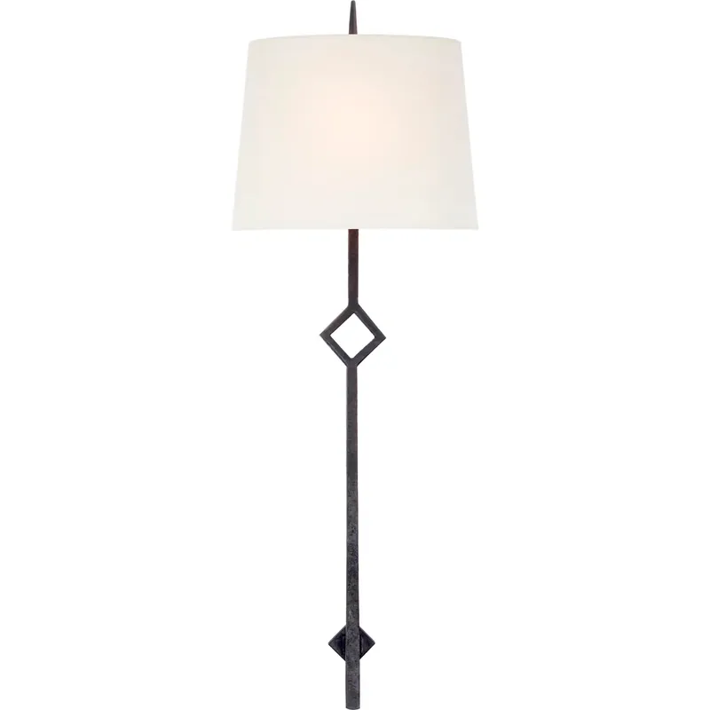 Studio VC Cranston 1 Light 13 inch Aged Iron Sconce Wall Light in Linen, Large