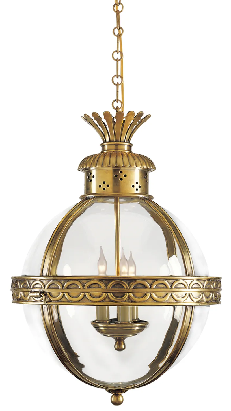 Crown Top Banded Globe Pendant — Pendants