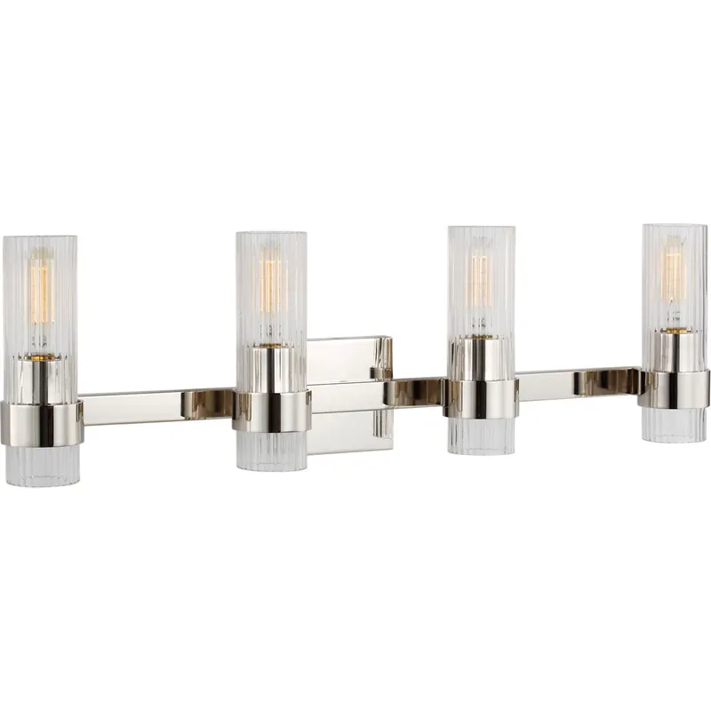 C&M by Chapman & Myers Geneva 4 Light 30 inch Polished Nickel Vanity Light Wall Light