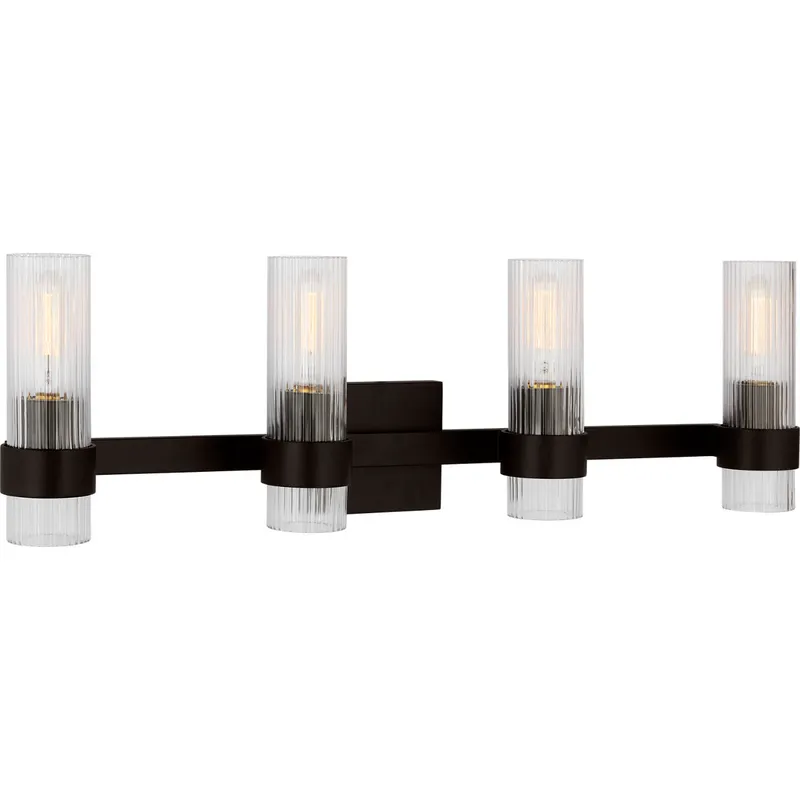 C&M by Chapman & Myers Geneva 4 Light 30 inch Aged Iron Bath Vanity Wall Sconce Wall Light