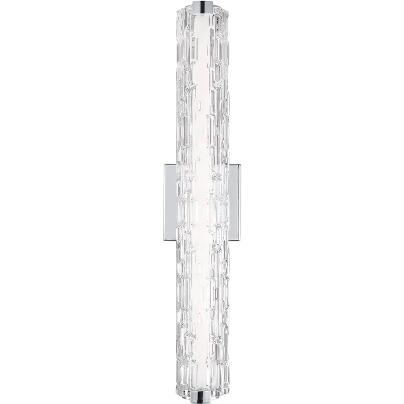 Sean Lavin Cutler LED 24 inch Chrome Vanity Light Wall Light in Clear Staggered Rock