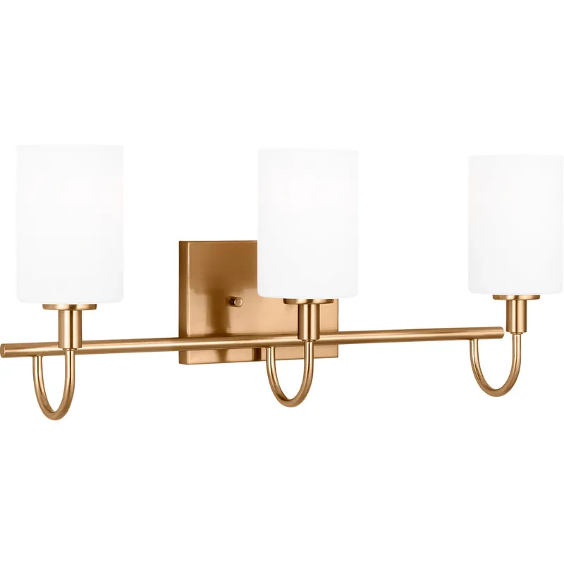 Oak Moore 3 Light 23.88 inch Satin Brass Bath Vanity Wall Light