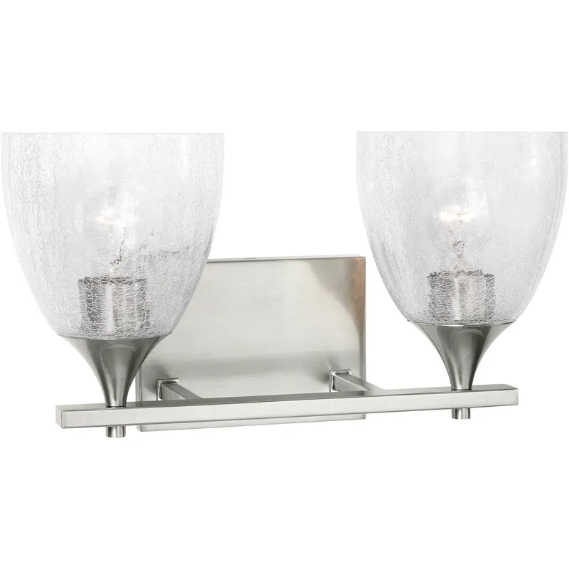 Drew & Jonathan Toffino 2 Light 16 inch Brushed Nickel Vanity Light Wall Light in Clear Crackle Glass