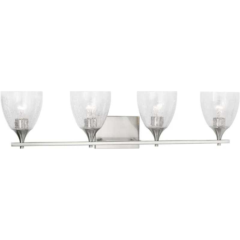 Drew & Jonathan Toffino 4 Light 36 inch Brushed Nickel Vanity Light Wall Light in Clear Crackle Glass