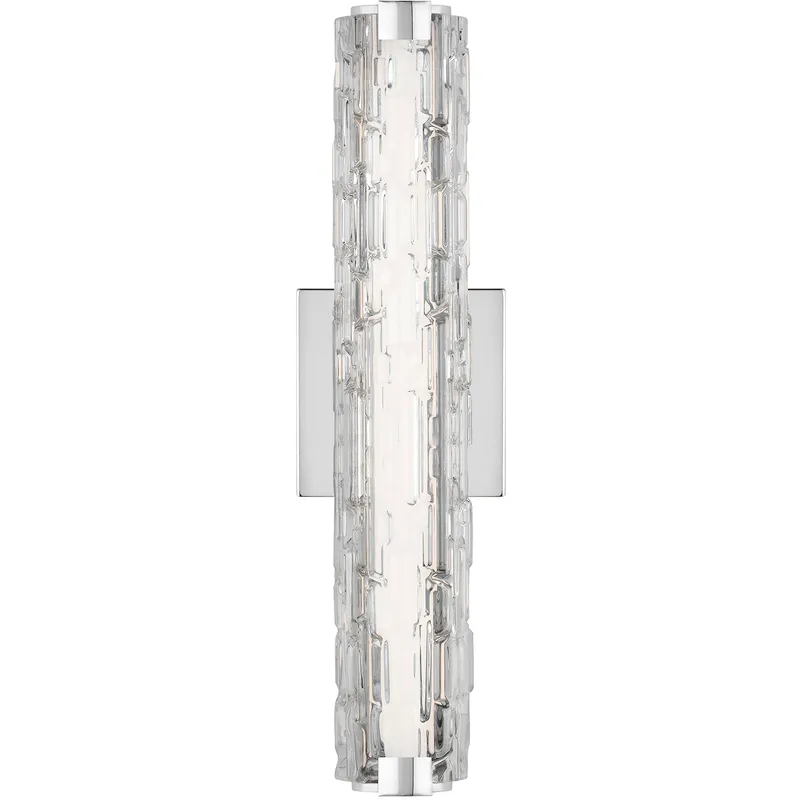 Sean Lavin Cutler LED 18 inch Chrome Sconce Wall Light in Clear Staggered Rock