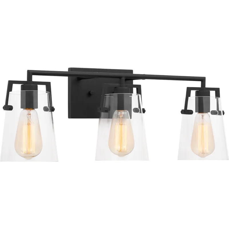 Drew & Jonathan Crofton 3 Light 24 inch Midnight Black Wall Bath Fixture Wall Light in Clear Glass