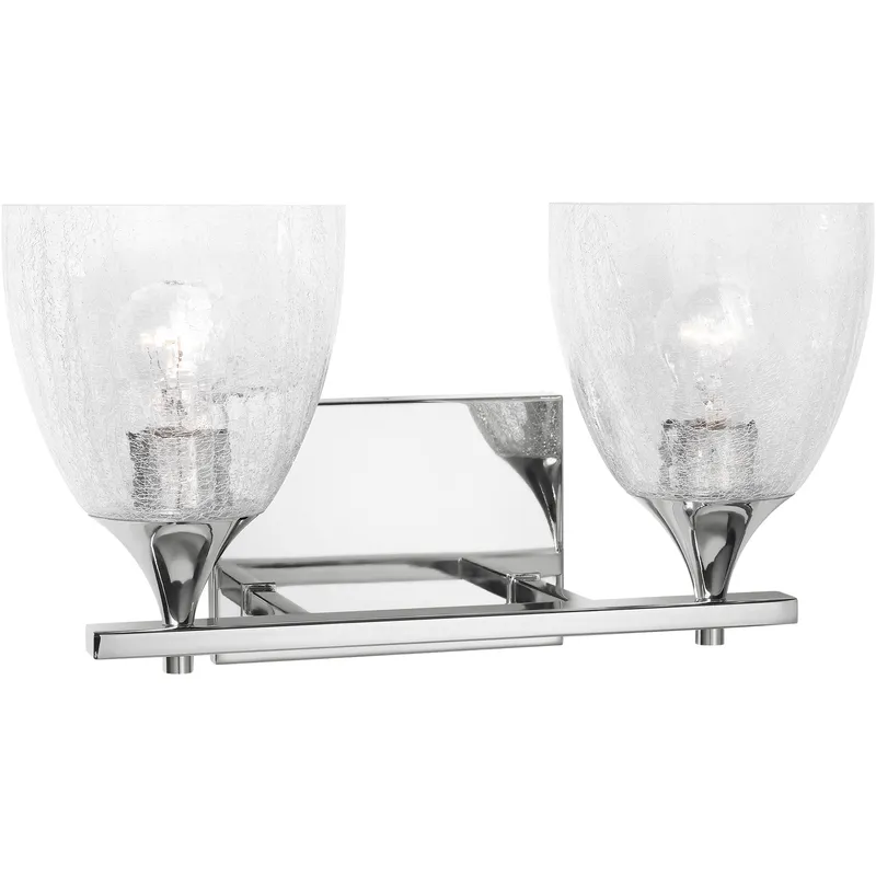 Drew & Jonathan Toffino 2 Light 16 inch Chrome Vanity Light Wall Light in Clear Crackle Glass