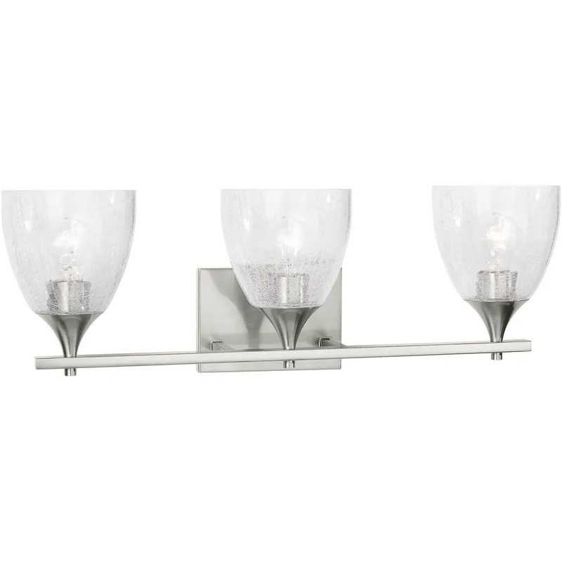 Drew & Jonathan Toffino 3 Light 26 inch Brushed Nickel Vanity Light Wall Light in Clear Crackle Glass