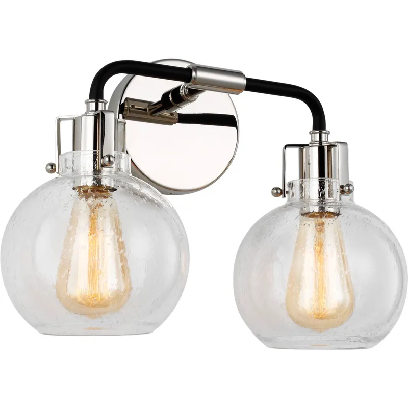 Sean Lavin Clara 2 Light 14.75 inch Polished Nickel/Textured Black Vanity Light Wall Light in Polished Nickel / Textured Black