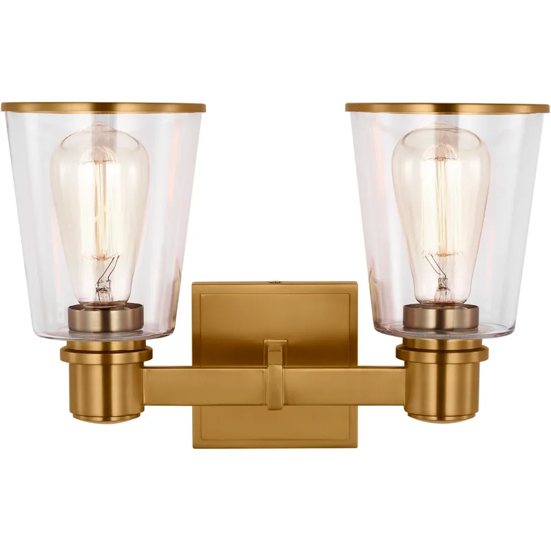 C&M by Chapman & Myers Alessa 2 Light 13.63 inch Burnished Brass Bath Vanity Wall Sconce Wall Light