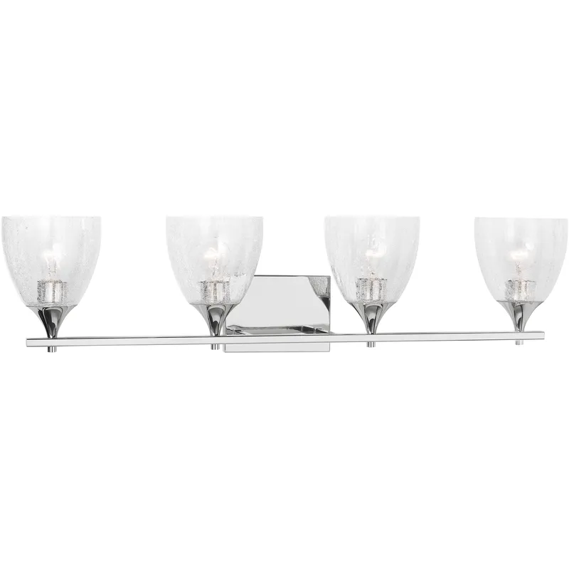 Drew & Jonathan Toffino 4 Light 36 inch Chrome Vanity Light Wall Light in Clear Crackle Glass