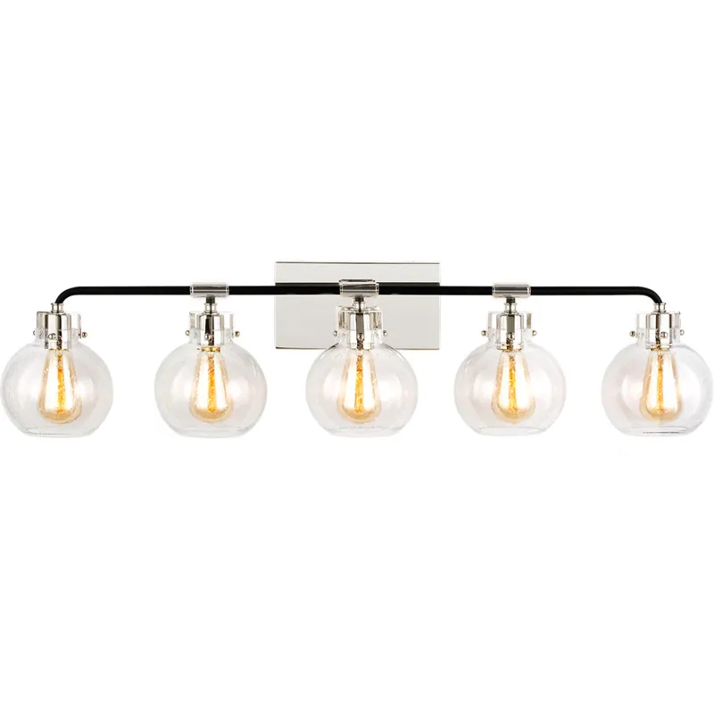 Sean Lavin Clara 5 Light 40 inch Polished Nickel/Textured Black Vanity Light Wall Light in Polished Nickel / Textured Black