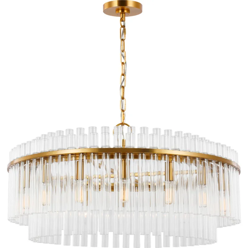 C&M by Chapman & Myers Beckett 16 Light 32 inch Burnished Brass Chandelier Ceiling Light