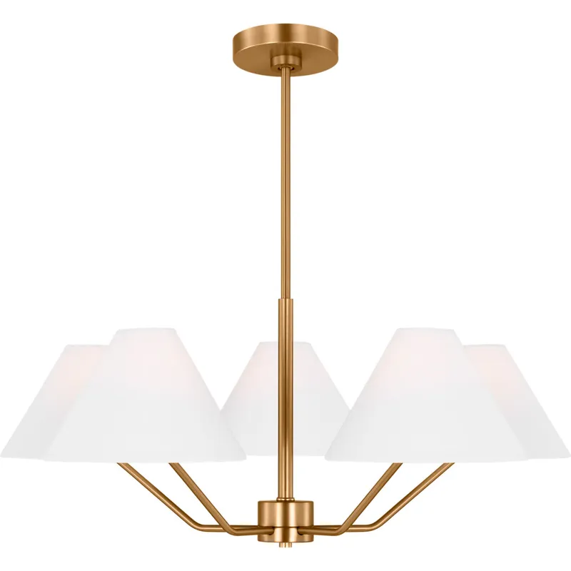 Drew & Jonathan Burke 5 Light 30 inch Satin Brass Chandelier Ceiling Light